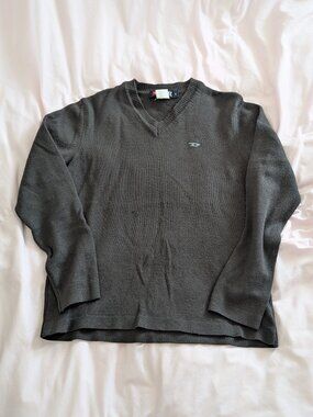 Diesel Grey Merino Wool Blend V-Neck Sweater S